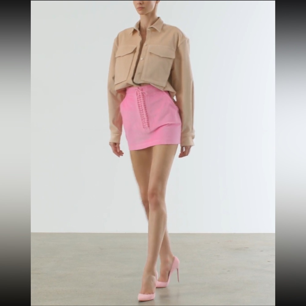 Alex Perry Rowan Glitter Corduroy Eyelet Mini Skirt Lilac Sz 8 — image 5 of 8